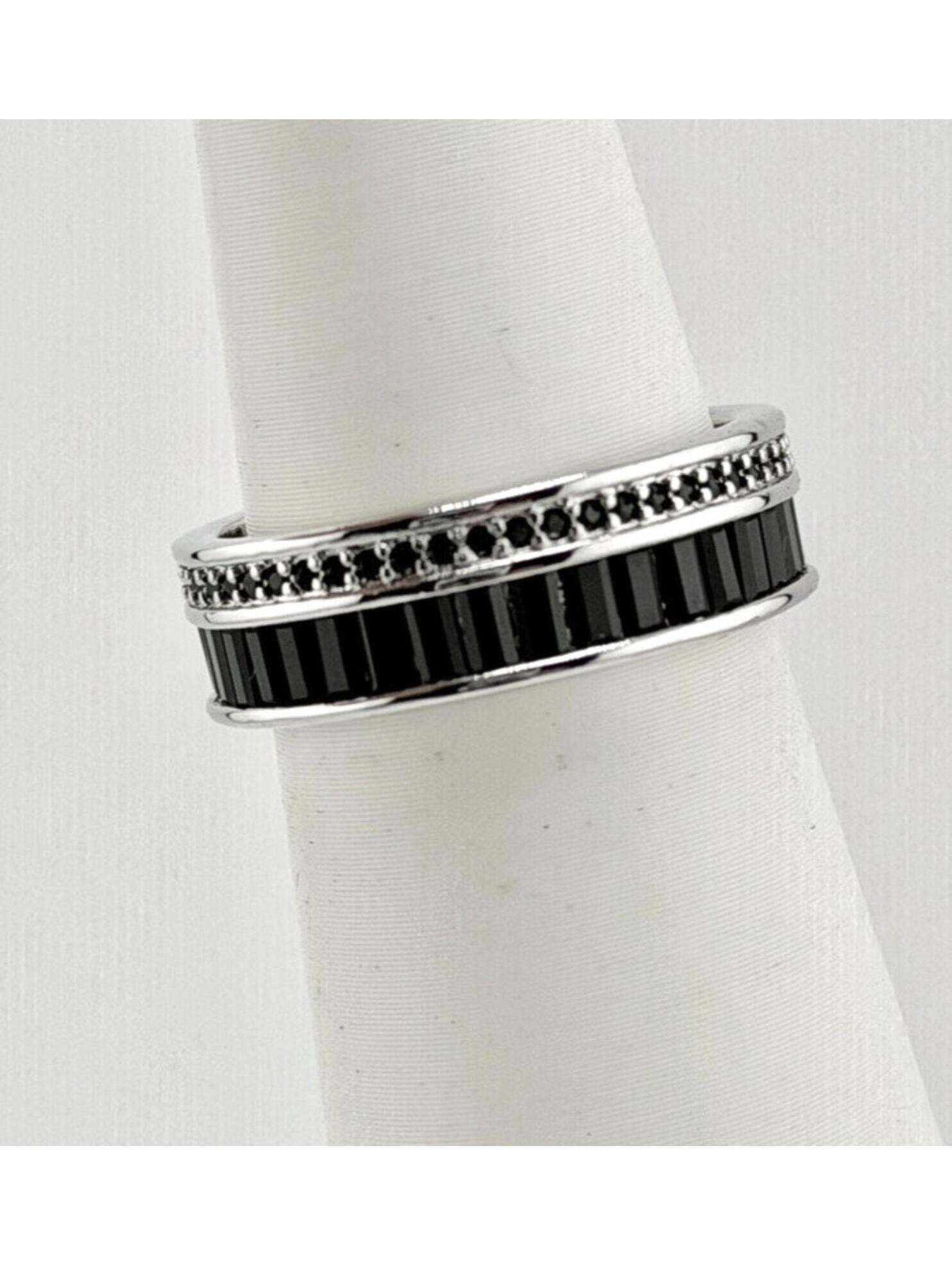 Bomb Party Sz 7 "Cleopatra's Band " Black Onyx On Rhodium Rbp2646rb Retro